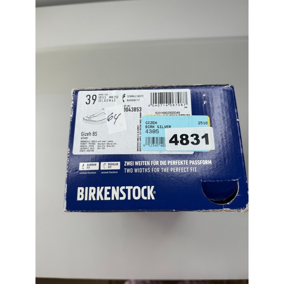 Birkenstock Gizeh Silver Metallic Sandals Womens Narrow Euro 39 US 8 NWB - Picture 5 of 5